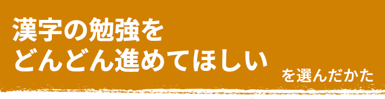 漢字の勉強をどんどん進めてほしい